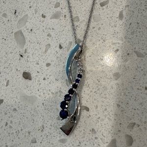 10K white gold Sapphire and Diamond Necklace